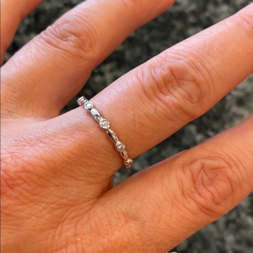 Sterling Silver CZ Ring Wedding Band size 8